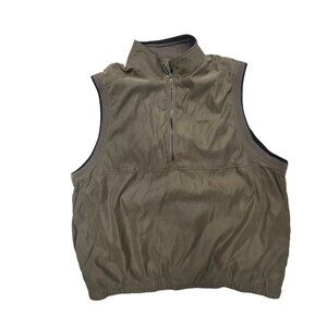 Izod Mens Olive Green Zip-Up Vest XL Polyester/Nylon Golf Hiking Gorpcore Pocket